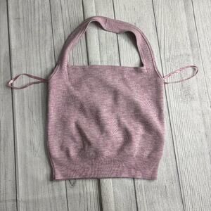 Abercrombie and Fitch Pink/Purple Heathered Knit Halter Top Size Medium